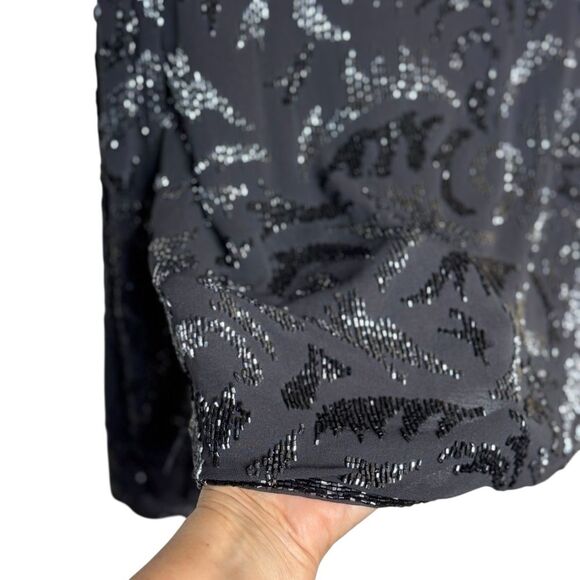 Silk Evening Jacket Cardigan Black Beaded Doncaster Women's Size 8 - Picture 5 of 8